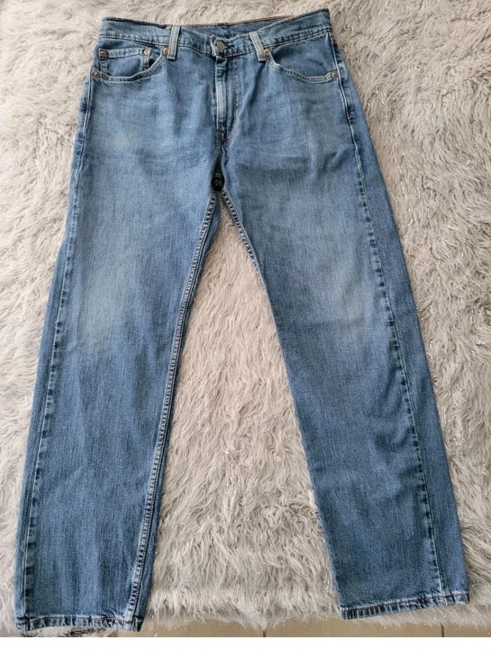 Levi's 505 Straight Leg Blue Jeans Medium Wash Denim Low Rise Cotton 33x30